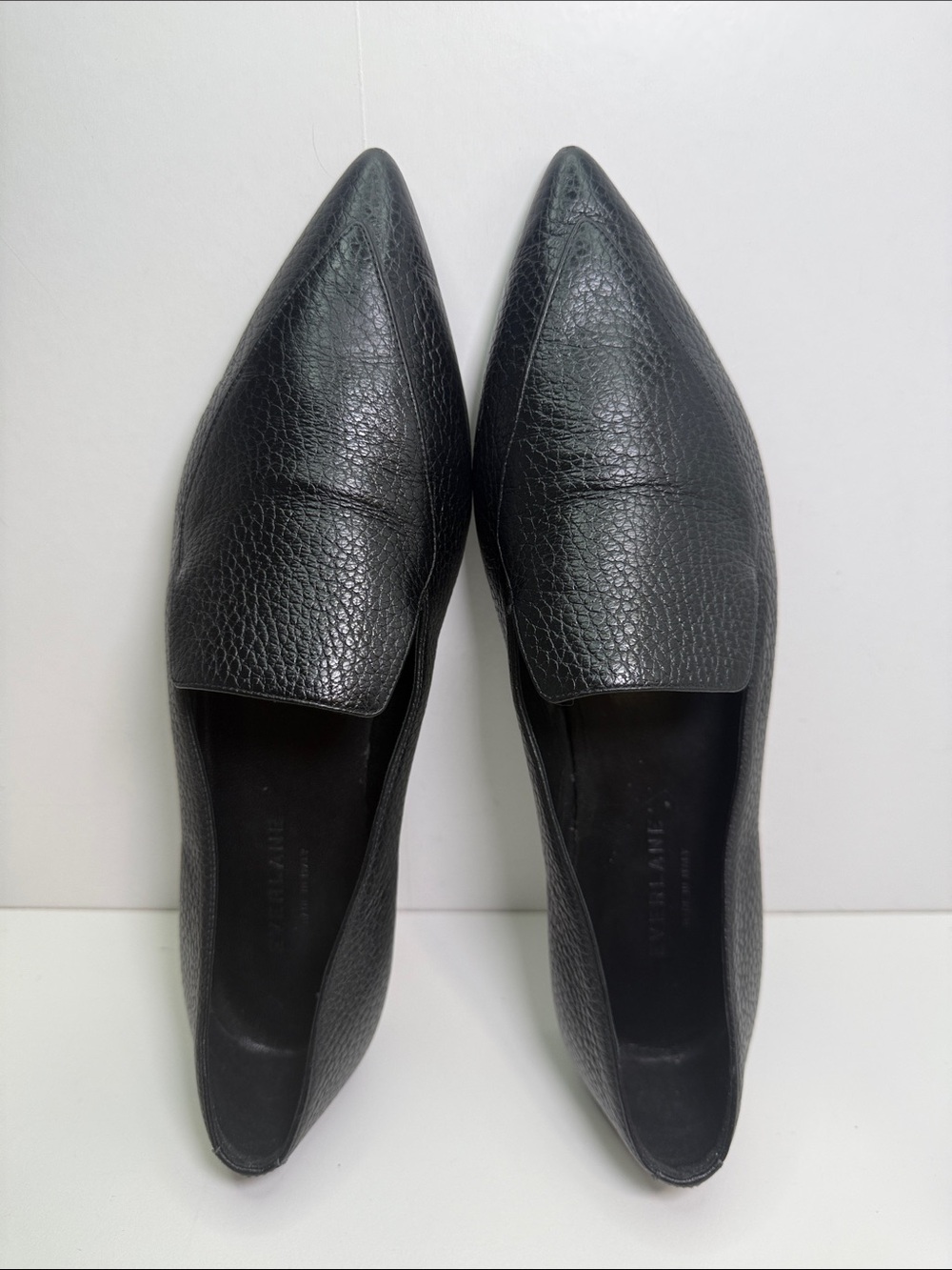 Classic Black Leather Pointed-Toe Flats size 10 - Picture 5 of 11